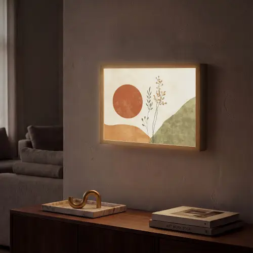 Zon - Abstract - Takken - Oranje Light Box met batterij (Wandlamp) middel -sfeer1