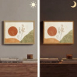 Zon - Abstract - Takken - Oranje Light Box met batterij (Wandlamp) middel -sfeer3