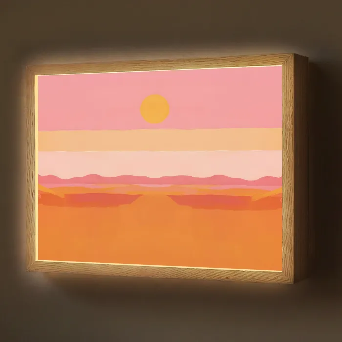 Zon - Abstract - Landschap - Oranje Light Box met batterij (Wandlamp) middel -z3d_website