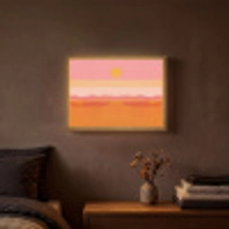 Zon - Abstract - Landschap - Oranje Light Box met batterij (Wandlamp) middel -sfeer4