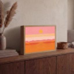 Zon - Abstract - Landschap - Oranje Light Box met batterij (Wandlamp) middel -sfeer2