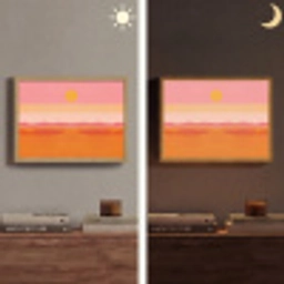 Zon - Abstract - Landschap - Oranje Light Box met batterij (Wandlamp) middel -sfeer3