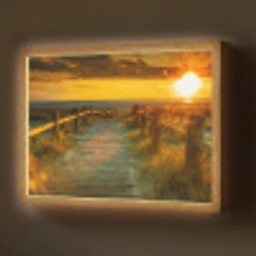 Zon - Strand - Duin - Horizon - Gras - Pad - Oranje Light Box met batterij (Wandlamp) middel -z3d_website