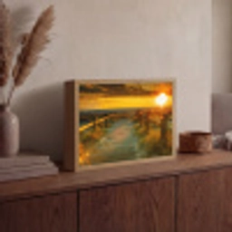 Zon - Strand - Duin - Horizon - Gras - Pad - Oranje Light Box met batterij (Wandlamp) middel -sfeer2
