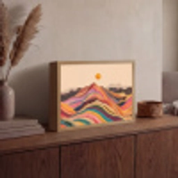 Zon - Kleurrijk landschap - Bergen Light Box met batterij (Wandlamp) middel -sfeer2
