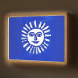 Zon - Gezicht - Penseelstructuur - Blauw Light Box met batterij (Wandlamp) middel -z3d_website