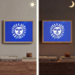 Zon - Gezicht - Penseelstructuur - Blauw Light Box met batterij (Wandlamp) middel -sfeer3