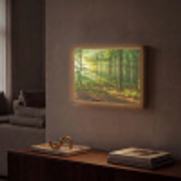 Zon - Bos - Bomen - Natuur - Herfst Light Box met batterij (Wandlamp) middel -sfeer1
