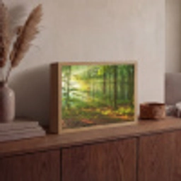 Zon - Bos - Bomen - Natuur - Herfst Light Box met batterij (Wandlamp) middel -sfeer2