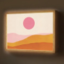 Zon - Heuvels - Abstract - Roze Light Box met batterij (Wandlamp) middel -z3d_website