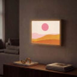 Zon - Heuvels - Abstract - Roze Light Box met batterij (Wandlamp) middel -sfeer1