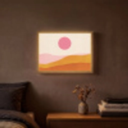 Zon - Heuvels - Abstract - Roze Light Box met batterij (Wandlamp) middel -sfeer4