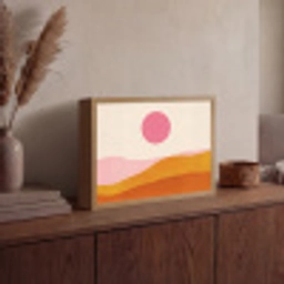 Zon - Heuvels - Abstract - Roze Light Box met batterij (Wandlamp) middel -sfeer2