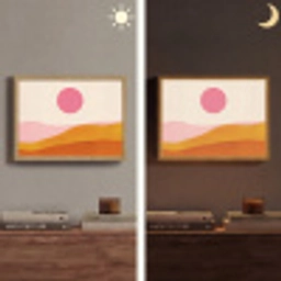 Zon - Heuvels - Abstract - Roze Light Box met batterij (Wandlamp) middel -sfeer3