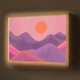 Zon - Heuvels - Paars - Abstract Light Box met batterij (Wandlamp) middel -z3d_website