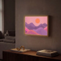 Zon - Heuvels - Paars - Abstract Light Box met batterij (Wandlamp) middel -sfeer1