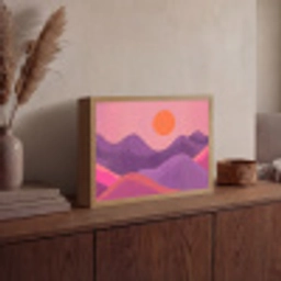 Zon - Heuvels - Paars - Abstract Light Box met batterij (Wandlamp) middel -sfeer2