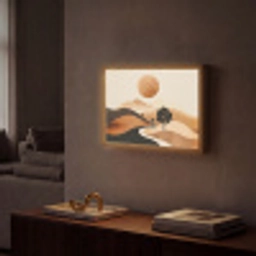 Zon - Heuvels - Boom - Abstract Light Box met batterij (Wandlamp) middel -sfeer1
