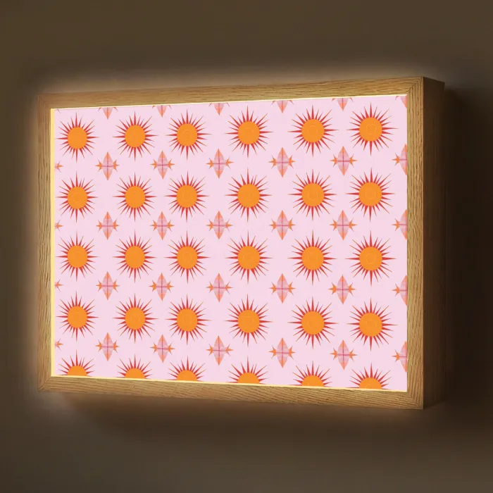 Zon - Patroon - Roze Light Box met batterij (Wandlamp) middel 907 -z3d_website