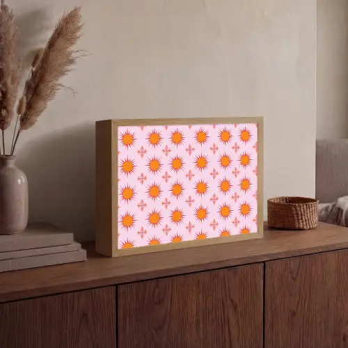Zon - Patroon - Roze Light Box met batterij (Wandlamp) middel 907 -sfeer2