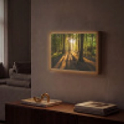 Zon - Bomen - Bos - Landschap - Natuur Light Box met batterij (Wandlamp) middel -sfeer1