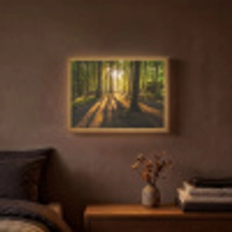 Zon - Bomen - Bos - Landschap - Natuur Light Box met batterij (Wandlamp) middel -sfeer4