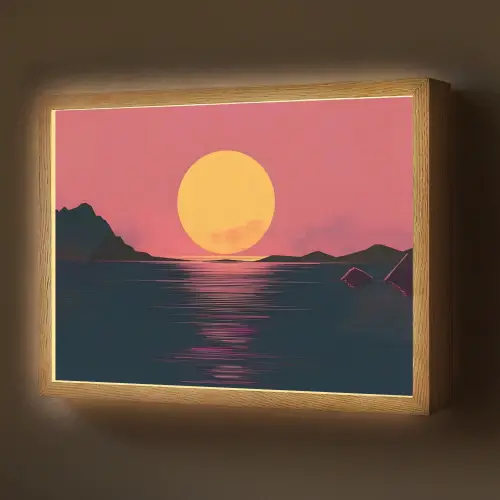 Zon - Geel - Bergen - Water Light Box met batterij (Wandlamp) middel -z3d_website