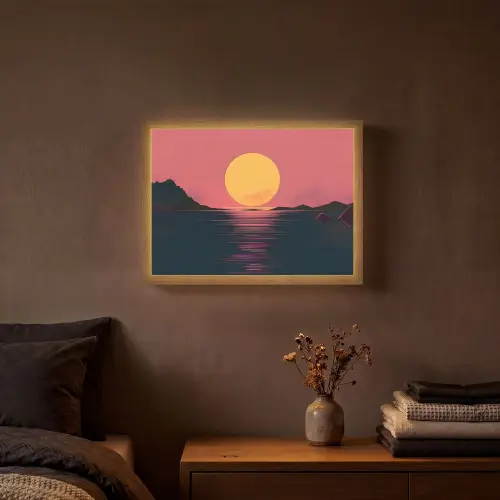 Zon - Geel - Bergen - Water Light Box met batterij (Wandlamp) middel -sfeer4
