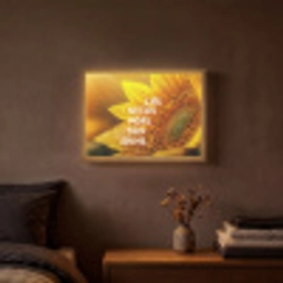 Zonnebloem - Close up - Geel - Quote Light Box met batterij (Wandlamp) middel -sfeer4