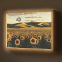 Zonnebloem - Veld - Windmolen Light Box met batterij (Wandlamp) middel -z3d_website