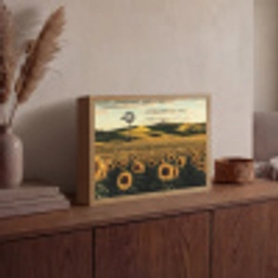 Zonnebloem - Veld - Windmolen Light Box met batterij (Wandlamp) middel -sfeer2