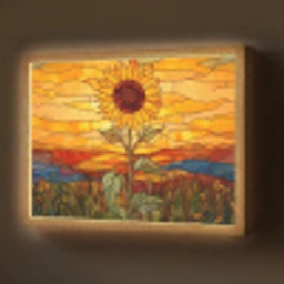 Zonnebloem - Mozaïek - Zonsondergang - Geel Light Box met batterij (Wandlamp) middel -z3d_website