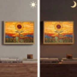 Zonnebloem - Mozaïek - Zonsondergang - Geel Light Box met batterij (Wandlamp) middel -sfeer3