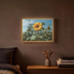 Zonnebloemen - Helderblauwer lucht - Gras Light Box met batterij (Wandlamp) middel -sfeer4