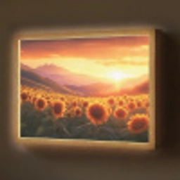 Zonnebloemen - Zonsondergang - Landschap Light Box met batterij (Wandlamp) middel -z3d_website