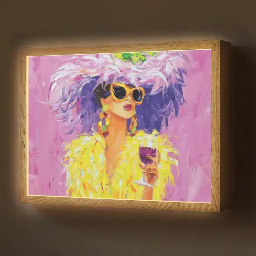 Zonnebril - Vrouw - Jas - Veren Light Box met batterij (Wandlamp) middel -z3d_website