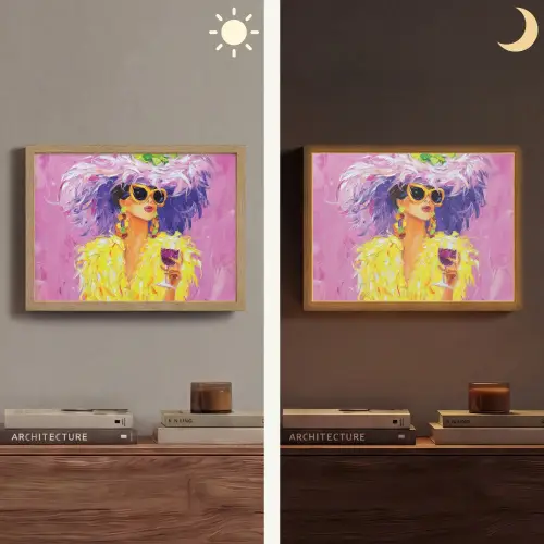 Zonnebril - Vrouw - Jas - Veren Light Box met batterij (Wandlamp) middel -sfeer3