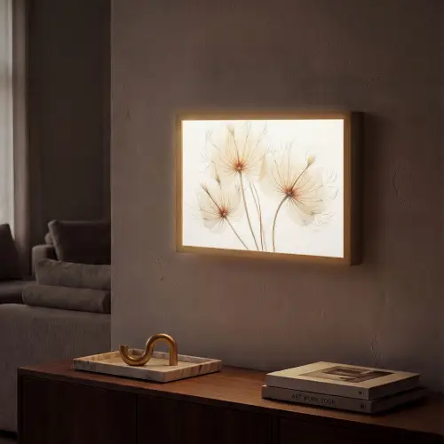 Zonlicht - Paardenbloemen - Natuur - Botanisch Light Box met batterij (Wandlamp) middel -sfeer1