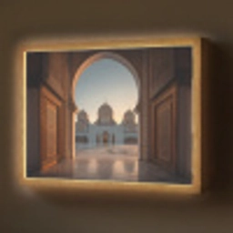 Zonsopkomst - Witte koepels - Plein - Moskee Light Box met batterij (Wandlamp) middel -z3d_website
