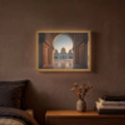 Zonsopkomst - Witte koepels - Plein - Moskee Light Box met batterij (Wandlamp) middel -sfeer4