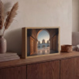 Zonsopkomst - Witte koepels - Plein - Moskee Light Box met batterij (Wandlamp) middel -sfeer2