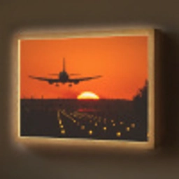 Zonsondergang - Vliegtuig - Oranje - Zon Light Box met batterij (Wandlamp) middel -z3d_website