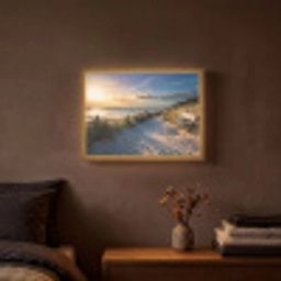 Zonsondergang - Strand - Duin - Gras - Bank Light Box met batterij (Wandlamp) middel -sfeer4