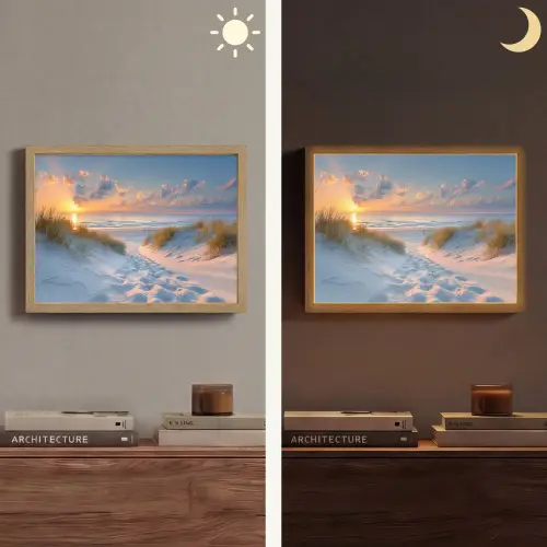 Zonsondergang - Strand - Natuur - Zee - Zomer Light Box met batterij (Wandlamp) middel -sfeer3