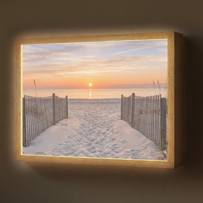 Zonsondergang - Strand - Zand Light Box met batterij (Wandlamp) middel -z3d_website