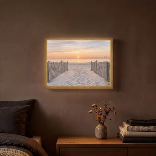 Zonsondergang - Strand - Zand Light Box met batterij (Wandlamp) middel -sfeer4