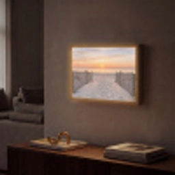 Zonsondergang - Strand - Zand Light Box met batterij (Wandlamp) middel -sfeer1