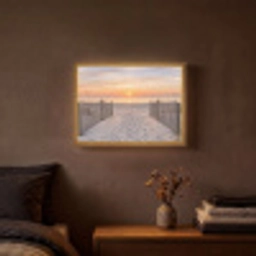 Zonsondergang - Strand - Zand Light Box met batterij (Wandlamp) middel -sfeer4