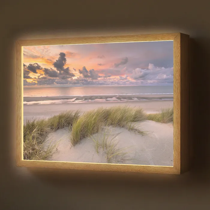 Zonsondergang - Duin - Strand - Planten - Zee Light Box met batterij (Wandlamp) middel -z3d_website