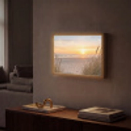 Zonsondergang - Duinen - Zee Light Box met batterij (Wandlamp) middel -sfeer1
